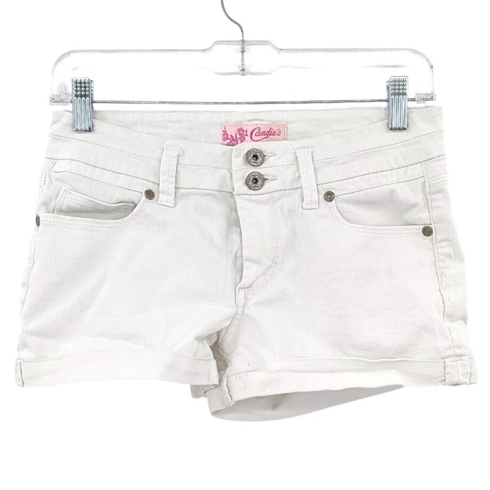 White Denim Shorts Cuffed Casual Stretch Summer Candies‎ Size 5 Y2K